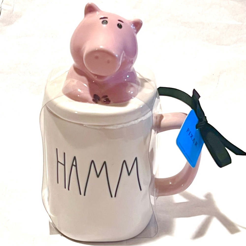Rae Dunn Disney Pixar Hamm Ceramic Mug with Topper White/Pink